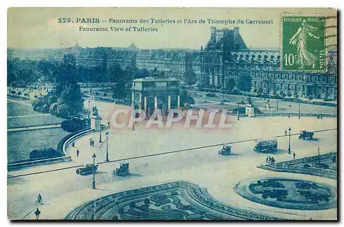 Cartes postales Paris Panorama des Tuileries et l'Arc de Triomphe du Carrousel