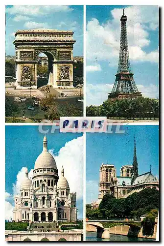 Cartes postales Paris L'Arc de Triomphe La Tour Eiffel Le Sacre Coeur Notre Dame