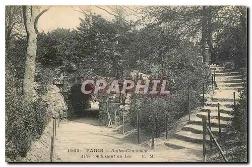 Cartes postales Paris Buttes Chaumont Allee conduisant au Lac