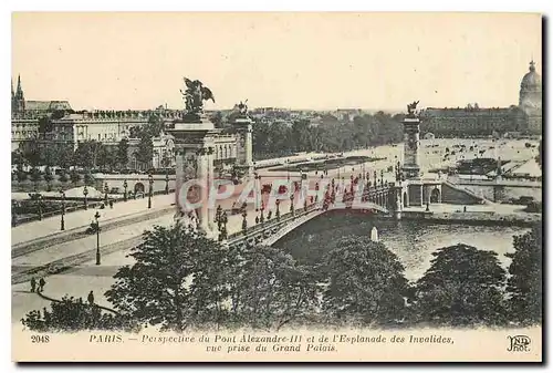 Cartes postales Paris Perspective du Pont Alexandre III et de l'Esplanade des Invalides vue prise du Grand Palai