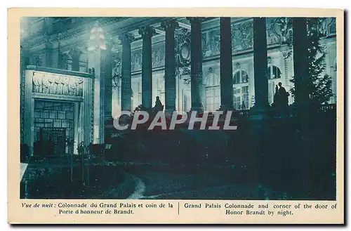 Cartes postales Vue de nuit Colonnade du Grand Palais et coin de la Porte d'honneur de Brandt