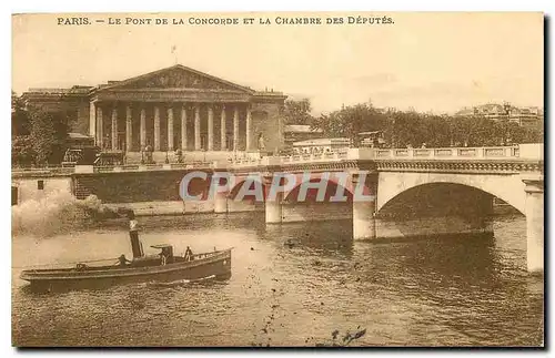 Cartes postales Paris Le Pont de la Concorde et la Chambre des Deputes Bateau