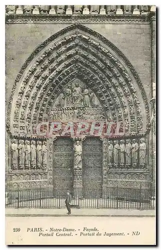 Cartes postales Paris Notre Dame Facade Portail Central Portail du Jugement