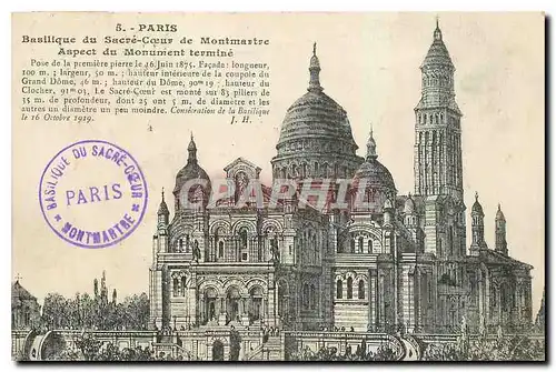 Cartes postales Paris Basilique du Sacre Coeur de Montmartre Aspect du Monument termine