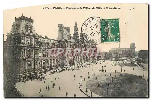 Cartes postales Paris Panorama de l'Hotel de Ville et Notre Dame