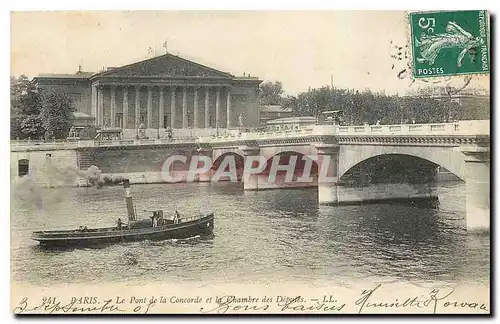 Cartes postales Paris Le Pont de la Concorde et la Chambre des Deputes Bateau