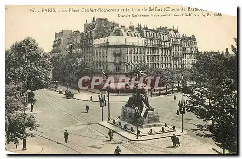 Ansichtskarte AK Paris La Place Denfert Rochereau et le Lion de Belfort �uvre de Bartholdi