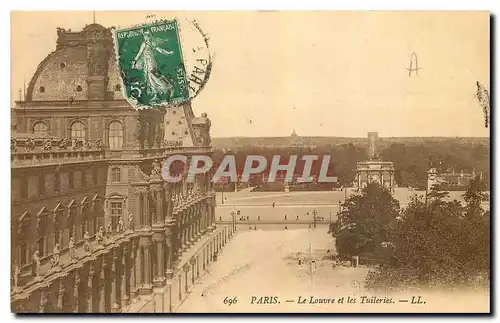 Cartes postales Paris Le Louvre et les Tuileries