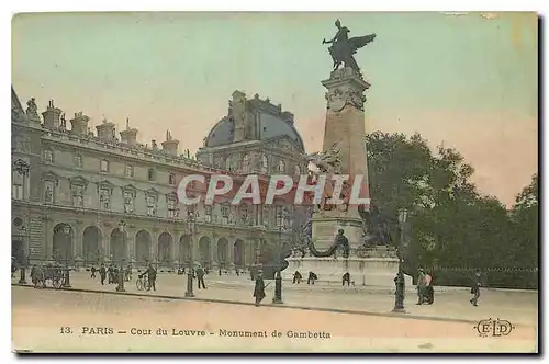 Cartes postales Paris Cout du Louvre Monument de Gambetta