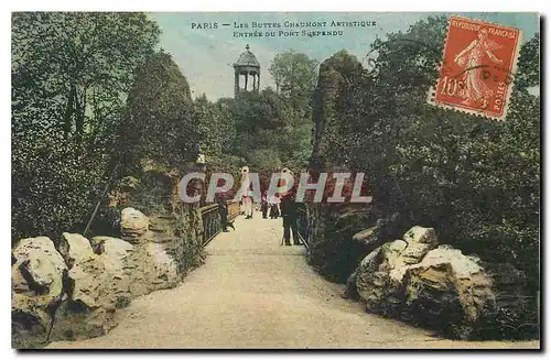 Cartes postales Paris Les Buttes Chaumont Artistique Entree du Pont Suspendu