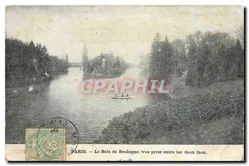 Cartes postales Paris Le Bois de Boulogne vue prise entre les deux lacs