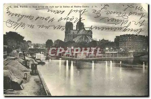 Ansichtskarte AK Paris Vye prise de nuit sur la Seine et Notre Dame