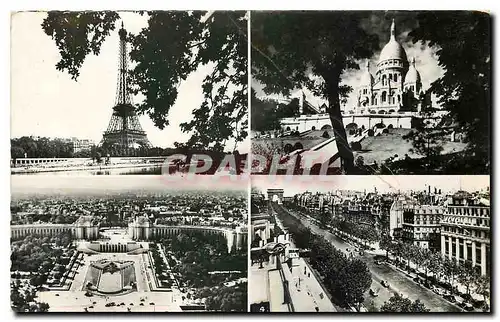 Ansichtskarte AK Paris La Tour Eiffel Le Sacre Coeur Le Palais de Chaillot l'Avenue des Champs Elysees