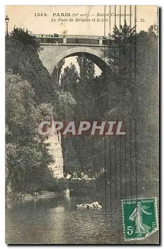 Cartes postales Paris Le Pont de Briques et le Lac Buttes Chaumont