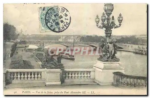 Cartes postales Paris Vue de la Seine prise du Pont Alexandre III