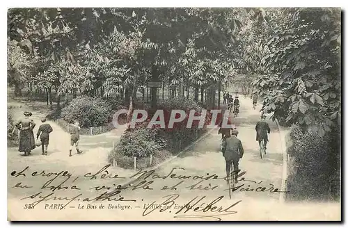 Cartes postales Paris Le Bois de Boulogne l'Allee des erables Velo Cycle