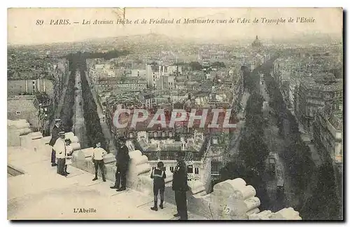 Cartes postales Paris Les Avenues Hoche et le Friedland et Montmartre vues de l'Arc de Triomphe de l'Etoile