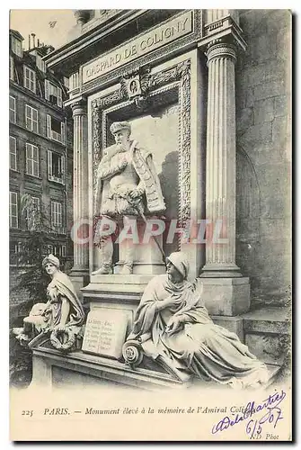 Cartes postales Paris Monument eleve a la memoire de l'Amiral Coligny