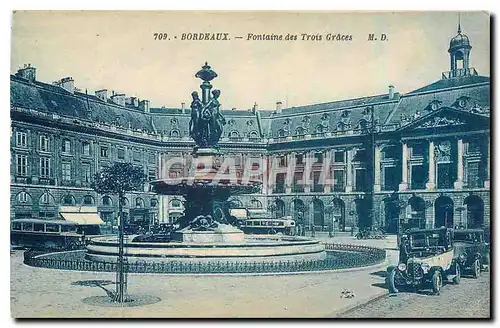 Cartes postales Bordeaux Fontaine des Trois Graces Automobile