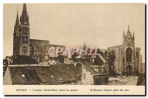 Cartes postales Reims l'eglise Saint Remi apres la guerre Militaria