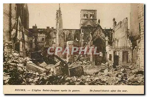 Ansichtskarte AK Reims L'Eglise Saint Jacques apres la guerre