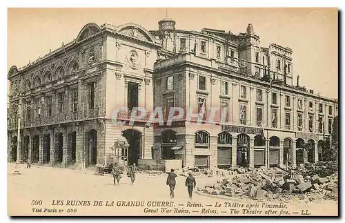 Ansichtskarte AK Les Ruines de la Grande Guerre Reims Le Theatre apres l'incendie