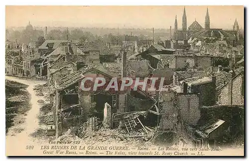 Ansichtskarte AK Les Ruines de la Grande Guerre Reims Les Ruines vue vers Saint Remy