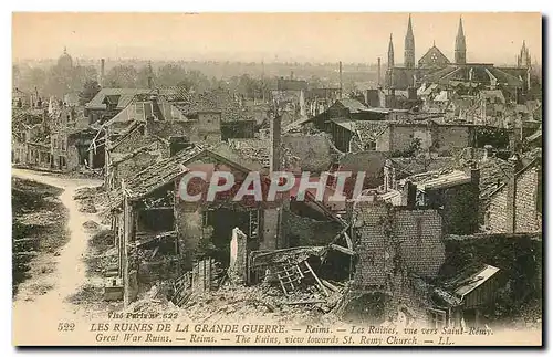 Cartes postales Les Ruines de la Grande Guerre Reims Les Ruines vue vers Saint Remy