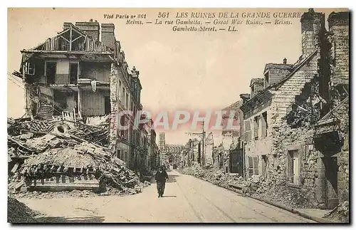 Cartes postales Les Ruines de la Grande Guerre Reims la Rue Gambetta