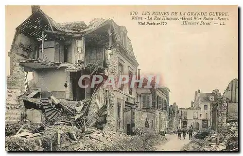 Cartes postales Les Ruines de la Grande Guerre Reims la Rue Hinemar