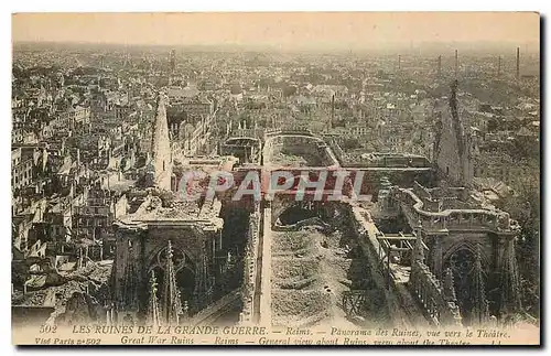 Ansichtskarte AK Les Ruines de la Grande Guerre Reims Panorama des Ruines vue vers le Theatre