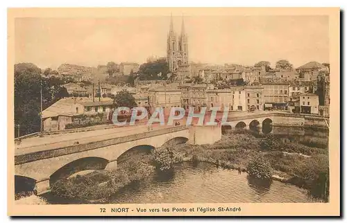 Cartes postales Niort vue vers les Ponts et l'eglise St Andre