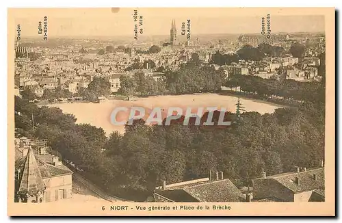 Cartes postales Niort vue generale et Place de la Breche