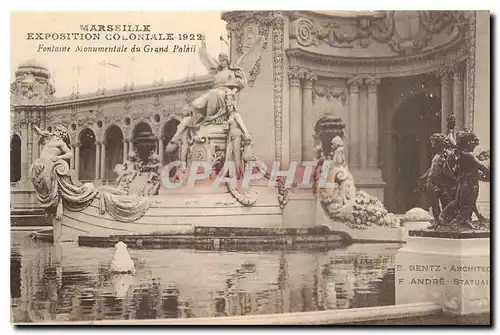 Cartes postales Marseille Exposition Coloniale 1922 Fontaine Monumentale du Grand Palais