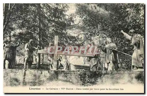 Ansichtskarte AK Lourdes Le Calvaire VII Station Jesus tombe par terre pour la Deuxieme fois