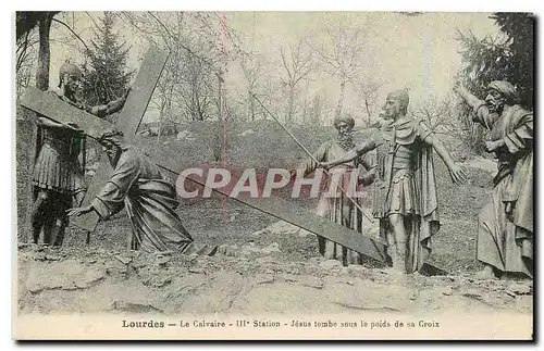 Ansichtskarte AK Lourdes Le Calvaire III Station Jesus tombe sous le poids de la Croix