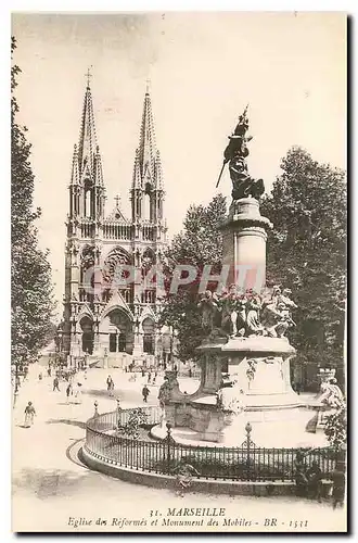 Cartes postales Marseille Eglise des Reformes et Monument des Mobiles