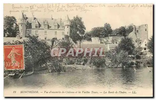 Cartes postales Montresor Vue d'ensemble du Chateau et les Vieilles Tours Les Bords de l'Indre