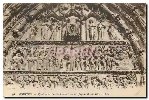 Cartes postales Bourges Tympan du Porche Central Le Jugement Dernier
