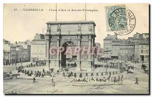 Cartes postales Marseille Place d'Aix et Arc de Triomphe