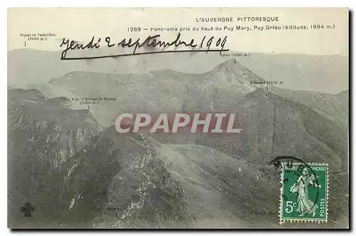 Cartes postales l'Auvergne Pittoresque Panorama pris du haut du Puy Mary