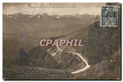 Cartes postales Env de Bagneres de Bigorre Route du Cot d'Aspin de Bagnores a Luchon