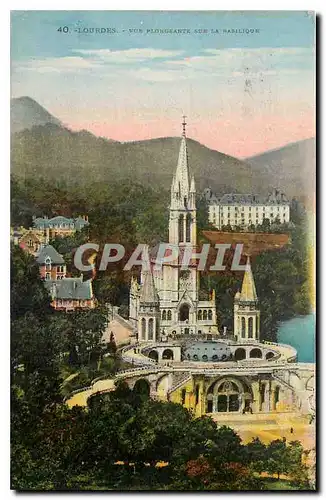 Cartes postales Lourdes Vue Plongeante sur la Basilique