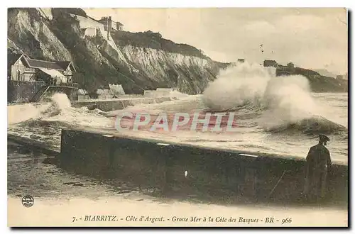 Ansichtskarte AK Biarritz Cote d'Argent Grosse Mer a la Cote des Basques