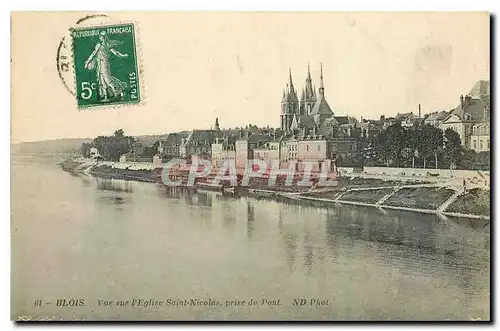 Cartes postales Blois Vue sur l'Eglise Saint Nicolas prise du Pont