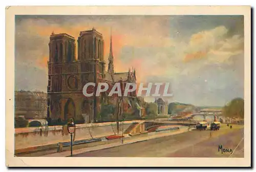 Cartes postales Les Petits Tableaux de Paris Notre Dame et la Seine vue prise du Quai Saint Michel