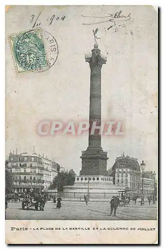 Cartes postales Paris La Plage de la Bastille et la Colonne de Julliet