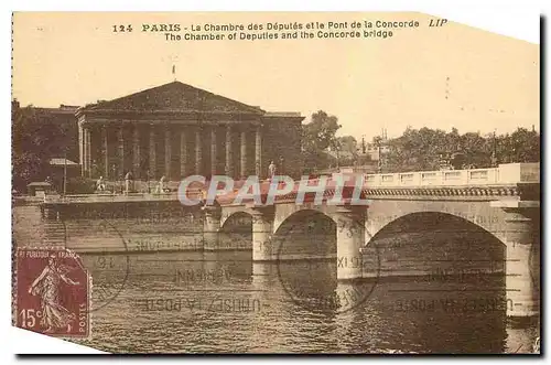 Cartes postales Paris La Chambre des Deputes et le Pont de la Concorde