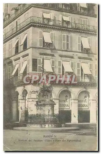 Ansichtskarte AK Paris Statue de Jeanne d'Arc Place des Pyramides Hotel Regina