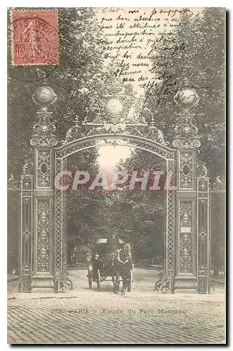 Cartes postales Paris Entree du Parc Monceau